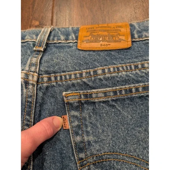 Vintage 90s Levi's 540 Jeans 38x32 Blue Relaxed Straight Leg Denim Orange Tab - Picture 5 of 11
